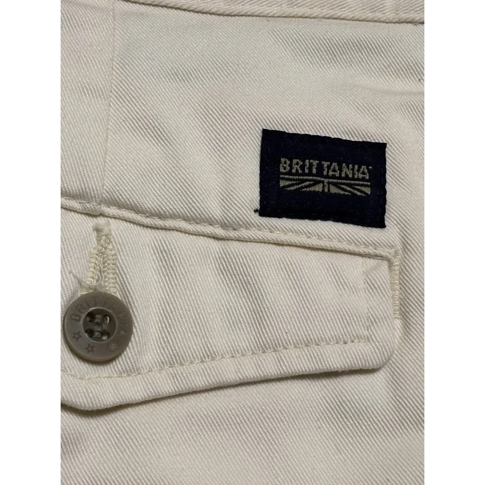 Brittania Men's Cream Off-White Pleated Front 100% Cotton Shorts Size 38